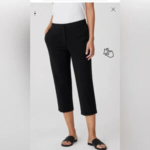 Eileen Fisher Pants Organic Cotton Ponte Stretch Tapered Trouser Olive Medium